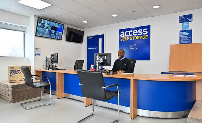 Inside reception of Access Self Storage Catford