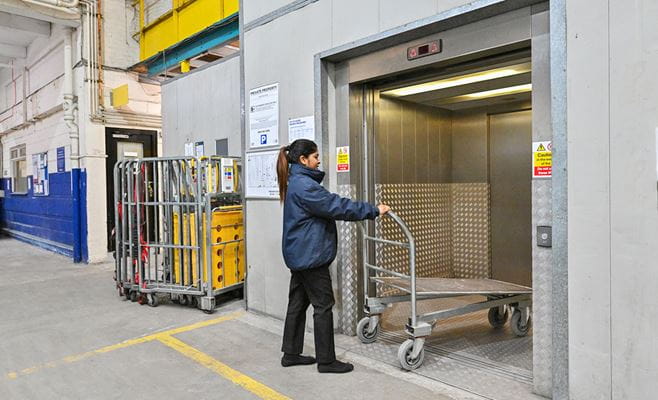 Customer goods lift at Access Self Storage Isleworth