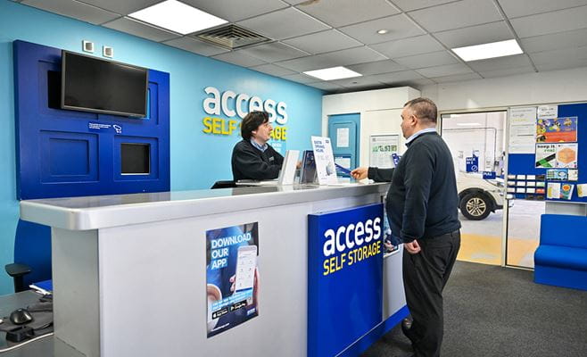 Inside reception at Access Self Storage Manchester