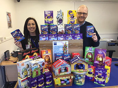 Access Storage Portsmouth team showing Easter donations