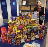 Charity collecting Easter eggs