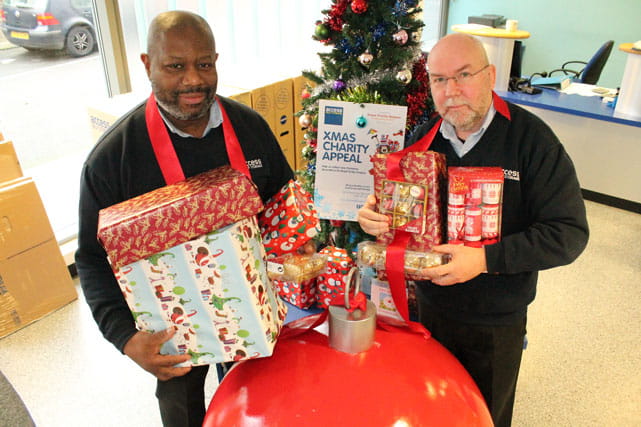 Xmas charity appeal people in Access store