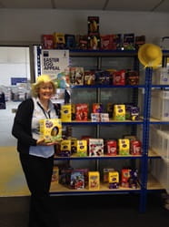 shelves full of donated Easter eggs