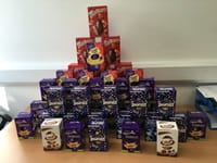 pile of donated Easter Eggs