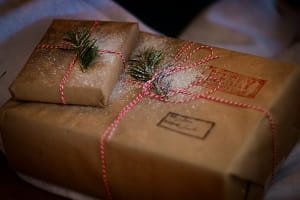 presents wrapped in brown paper