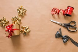 preparing Christmas present wrapping