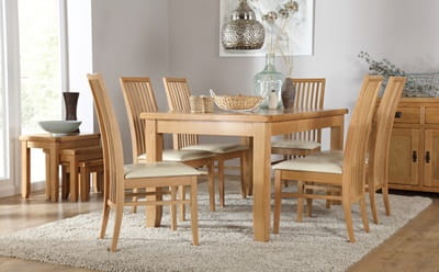 wooden dining table and chairs