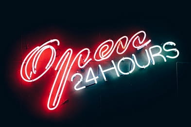 Neon sign - Open 24 hours