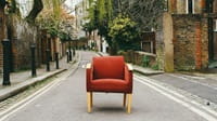 arm chair in middle of road