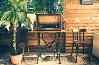 vintage radio on table