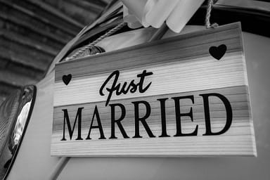 Just Married sign on vehicle