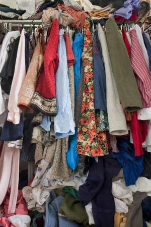 Messy overfilled wardrobe