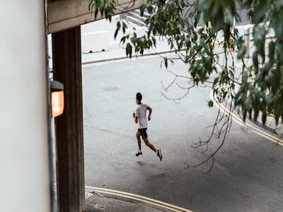 Man running through London