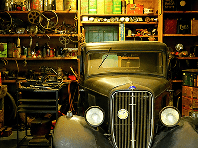 An image of a cluttered garage for our garage declutter guide