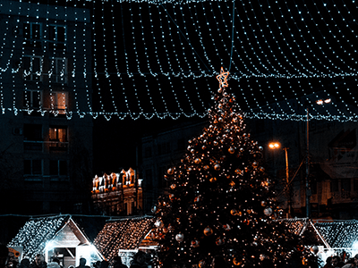 An image of a Christmas market for our page on Christmas things to do Manchester