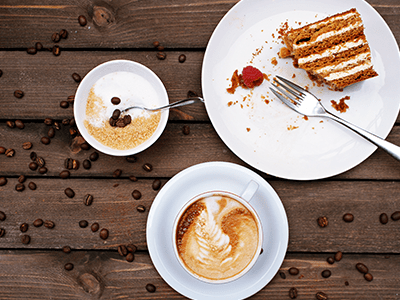 An image of coffee and cake for our page on Bracknell cafés