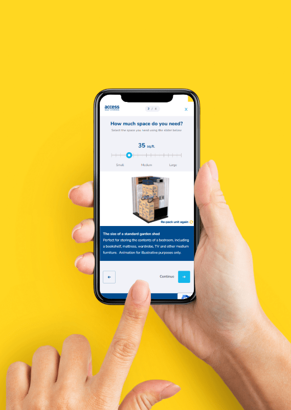 Woman staring at phone, with a close up of the screen that displays a quote page.