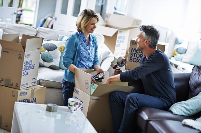 Packing boxes at home